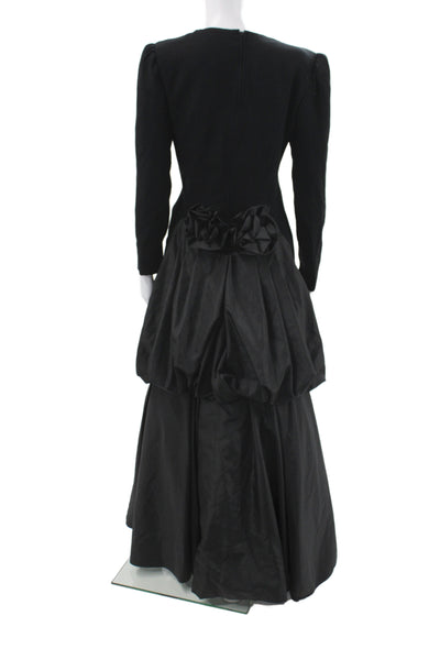 The Gilberts For Tally Womens Black Maxi Dress Long Sleeve Round Neck Size 12