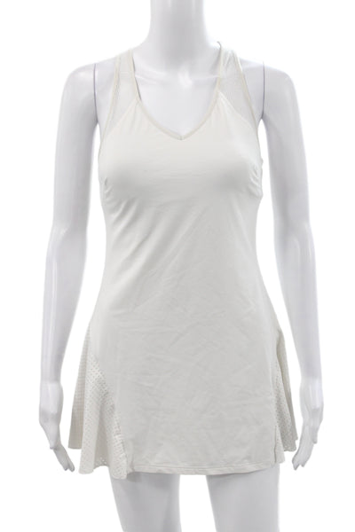 Michi Womens White V Neck Tank Dress Sleeveless Athleisure Size S