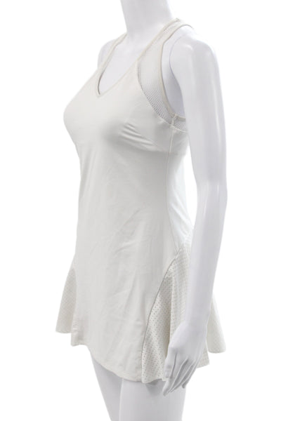 Michi Womens White V Neck Tank Dress Sleeveless Athleisure Size S