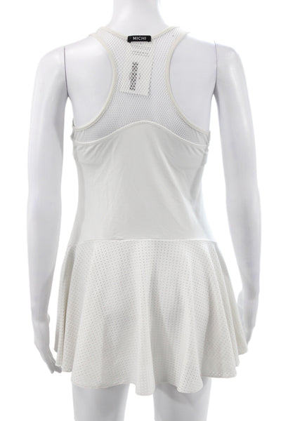 Michi Womens White V Neck Tank Dress Sleeveless Athleisure Size S