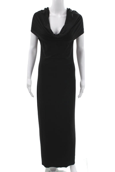 Norma Kamali Women Black Maxi Dress Cowl Neck Sleeveless Size XS