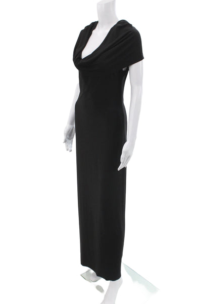 Norma Kamali Women Black Maxi Dress Cowl Neck Sleeveless Size XS