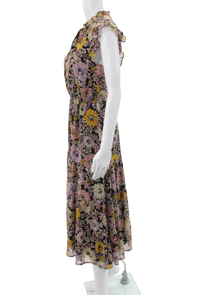 BB Dakota x Steve Madden Womens Floral High Neck Maxi Dress Black Size XS