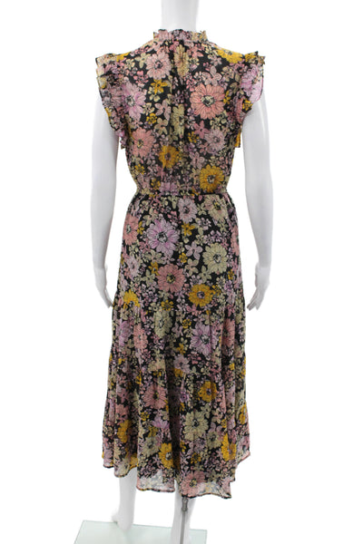 BB Dakota x Steve Madden Womens Floral High Neck Maxi Dress Black Size XS