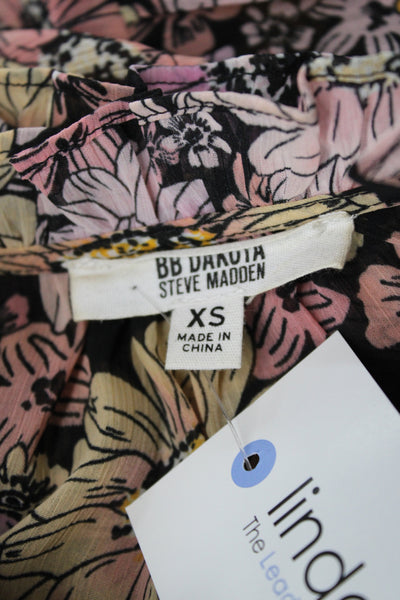 BB Dakota x Steve Madden Womens Floral High Neck Maxi Dress Black Size XS