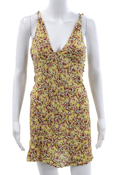 Intimately Free People Women Mini Floral Yellow Dress Size XS