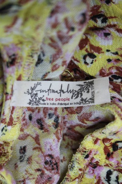Intimately Free People Women Mini Floral Yellow Dress Size XS