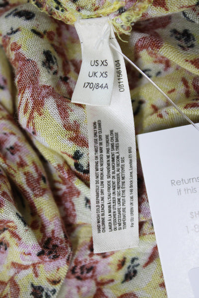 Intimately Free People Women Mini Floral Yellow Dress Size XS