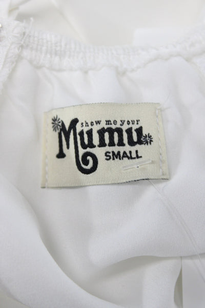 Show Me Your Mumu Women Maxi Dress White V Neck Sleeveless Boho Midi Zip Size S