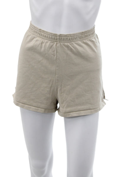 Skims Women Beige Sweat Shorts 100% Cotton Pull On Casual Size S