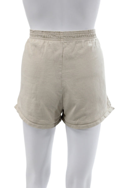 Skims Women Beige Sweat Shorts 100% Cotton Pull On Casual Size S