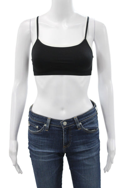 Splits 59 Womens Spaghetti Strap Stretch Knit Sports Bra Black White Size XS/S
