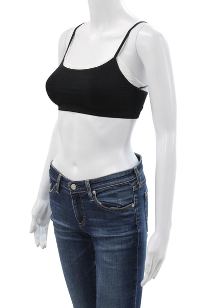 Splits 59 Womens Spaghetti Strap Stretch Knit Sports Bra Black White Size XS/S