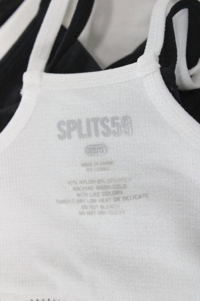 Splits 59 Womens Spaghetti Strap Stretch Knit Sports Bra Black White Size XS/S