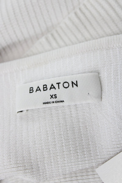 Babaton Women Cropped Sleeveless White Square Neck Nylon Tank Size XS