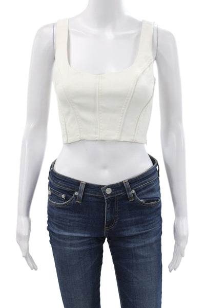 Intermix Womens White Corset Camisole Square Neck Zip Viscose Sleeveless Size 0