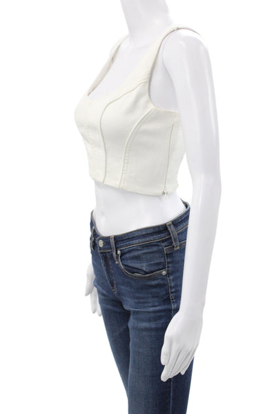 Intermix Womens White Corset Camisole Square Neck Zip Viscose Sleeveless Size 0