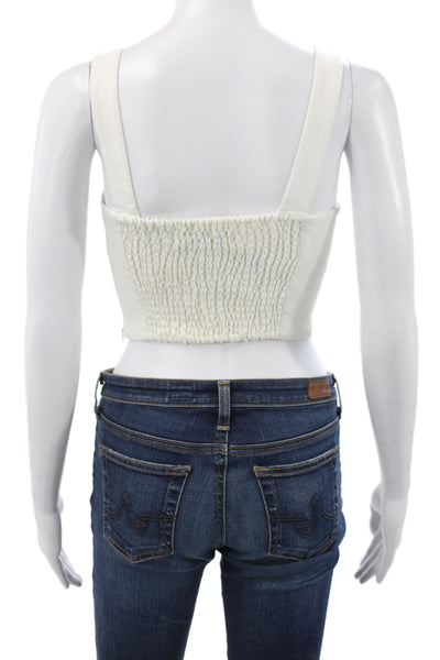 Intermix Womens White Corset Camisole Square Neck Zip Viscose Sleeveless Size 0