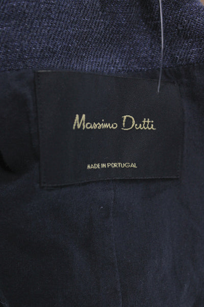 Massimo Dutti Women Sleeveless Linen Vest Gray Button Classic Size M