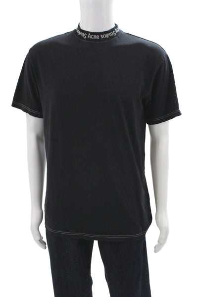 ACNE Studios Men Basic Black Cotton Mock Neck T-Shirt Size XS