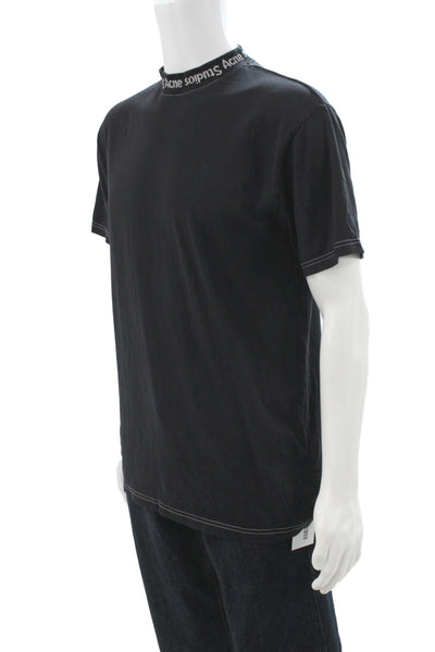 ACNE Studios Men Basic Black Cotton Mock Neck T-Shirt Size XS