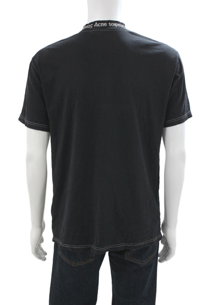 ACNE Studios Men Basic Black Cotton Mock Neck T-Shirt Size XS