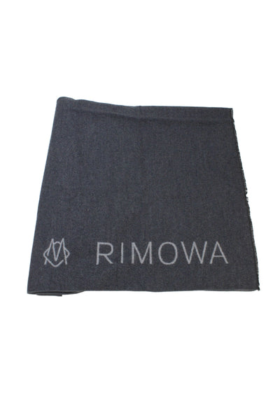 Rimowa Womens Thick Knit Logo Travel Blanket Scarf Gray 64"x36"