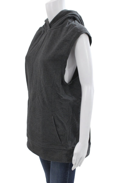 Lululemon Women Gray High Neck Sleeveless Pullover Hoodie Cotton Size 10