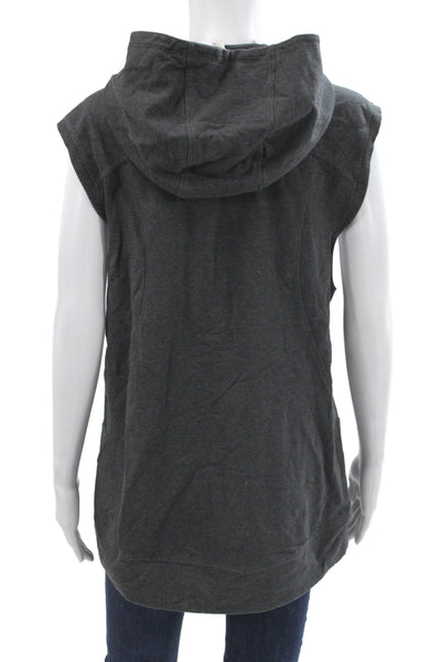 Lululemon Women Gray High Neck Sleeveless Pullover Hoodie Cotton Size 10