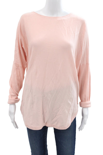 Lululemon Women Tunic Pink Boat Neck Long Sleeve Cotton Size 10