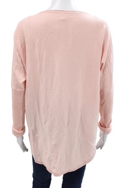 Lululemon Women Tunic Pink Boat Neck Long Sleeve Cotton Size 10
