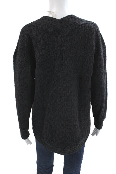 Lululemon Womens Black V-Neck Cotton Pullover Sweatshirt Long Sleeve Size 4