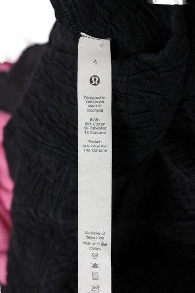 Lululemon Womens Black V-Neck Cotton Pullover Sweatshirt Long Sleeve Size 4