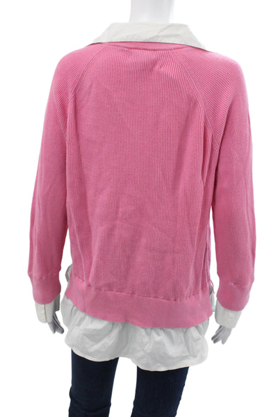 Repeat Womens Pullover Sweater Pink V Neck Cotton Solid Size 40