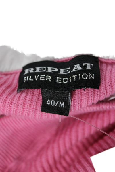 Repeat Womens Pullover Sweater Pink V Neck Cotton Solid Size 40
