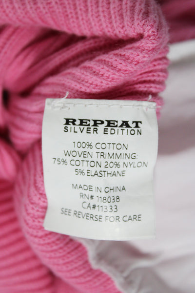 Repeat Womens Pullover Sweater Pink V Neck Cotton Solid Size 40