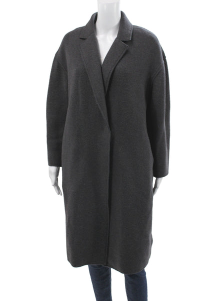 The Izzat Collection Womens Wool Gray Overcoat Magnetic Closure Size M