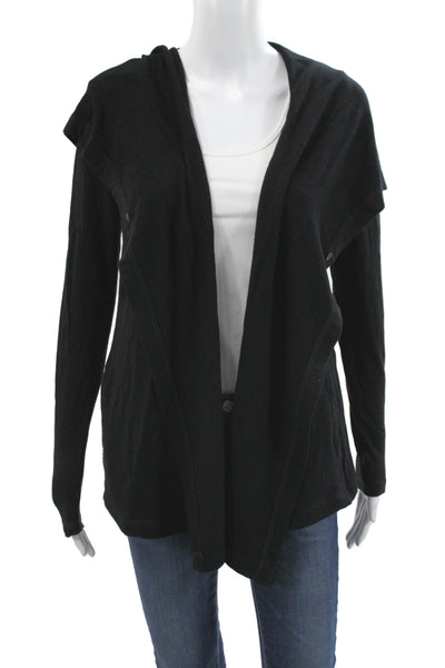 Michael Stars Women Black Cowl Neck Cardigan Long Sleeve Rayon Size S
