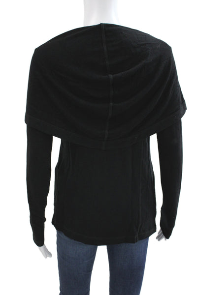 Michael Stars Women Black Cowl Neck Cardigan Long Sleeve Rayon Size S