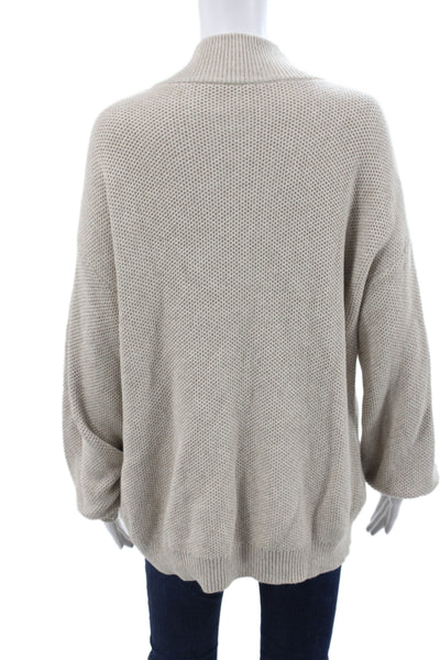 Lunya Women Collared Henley Sweater Beige Long Sleeve Organic Cotton Size M