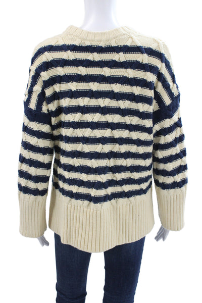 Adrianna Papell Women Blouse Blue Striped Collared Short Sleeve Size M