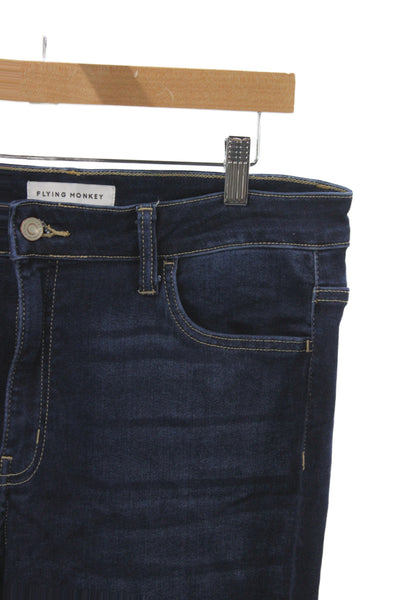 Flying Monkey Women Skinny Jeans Blue Mid Rise Button Cotton 30 Inseam Size 32