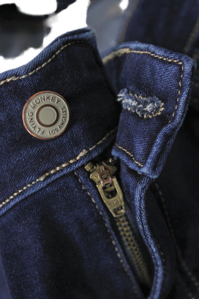 Flying Monkey Women Skinny Jeans Blue Mid Rise Button Cotton 30 Inseam Size 32
