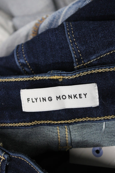Flying Monkey Women Skinny Jeans Blue Mid Rise Button Cotton 30 Inseam Size 32