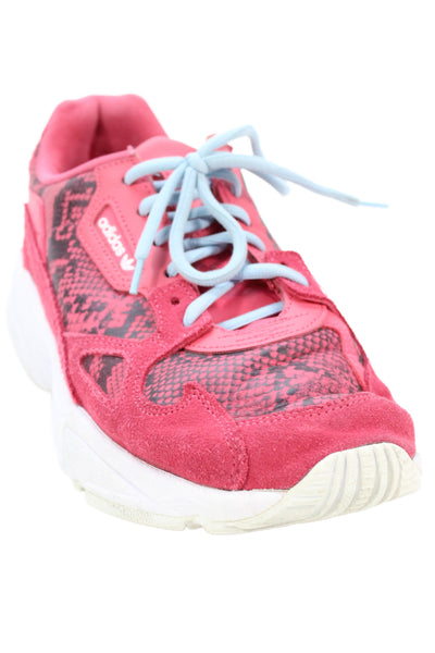 Adidas Womens Lace Up Suede Trim Snakeskin Print Logo Sneakers Pink Size 9