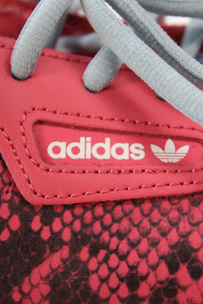 Adidas Womens Lace Up Suede Trim Snakeskin Print Logo Sneakers Pink Size 9