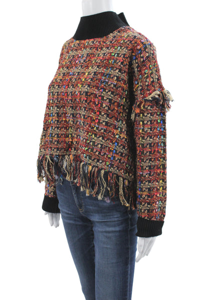 Zara Women Pullover Sweater High Neck Long Sleeve Plaid Multicolor Size S