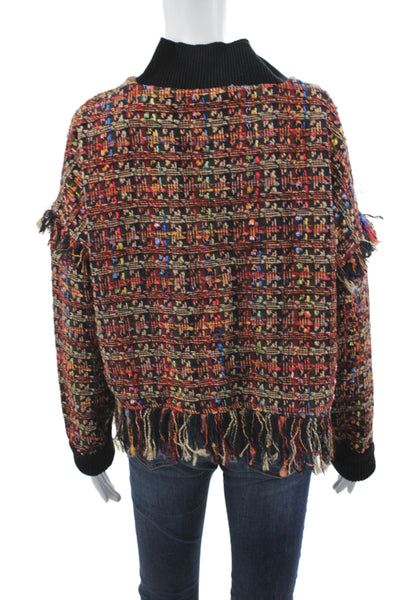 Zara Women Pullover Sweater High Neck Long Sleeve Plaid Multicolor Size S