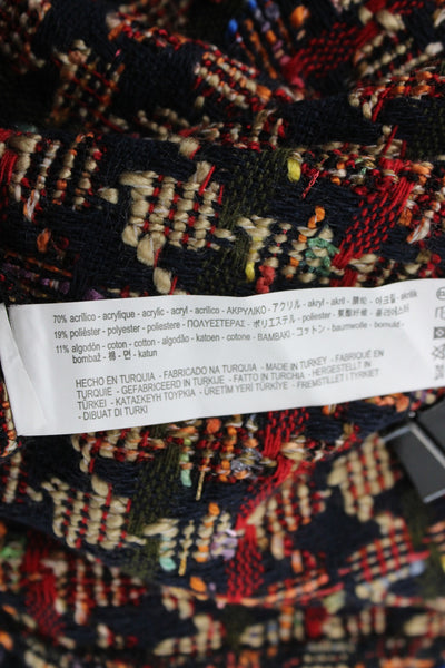 Zara Women Pullover Sweater High Neck Long Sleeve Plaid Multicolor Size S