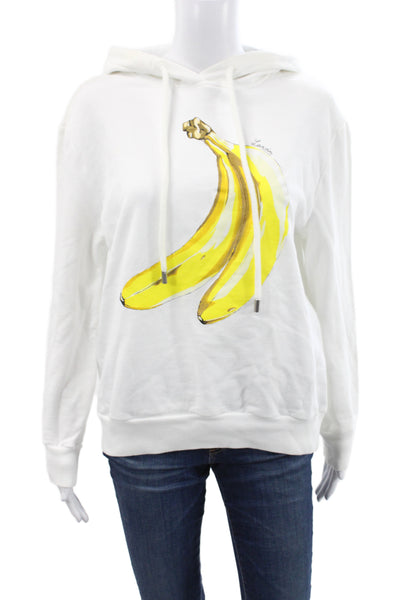 Lanvin Unisex Adults White High Neck Pullover Hoodie Cotton Long Sleeve Size M